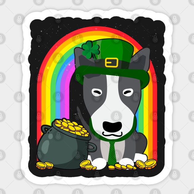 Bull Terrier Rainbow Irish Clover St Patrick Day Dog Gift graphic Sticker by theodoros20